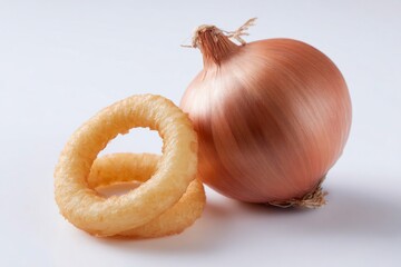 onion and onion ring on white