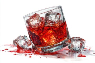 overturned glass with red cocktail