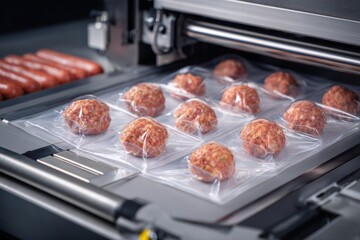 Meat ball packaging machine in factory