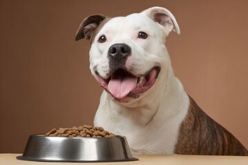Happy dog enjoying a meal