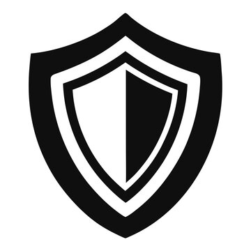 Title: A black and white of a shield with three concentric layers and a pointed