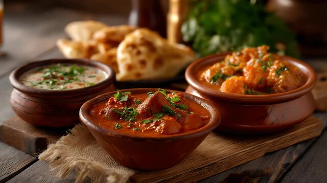 Authentic Indian food and snacks close up