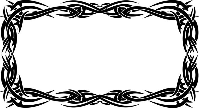 A black Celtic knot border frame with a white background for text or images silhouette