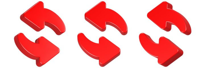 refresh icon 3d render red color