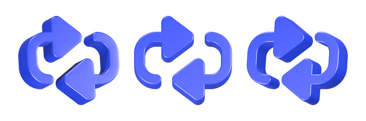 repeat icon 3d render blue color