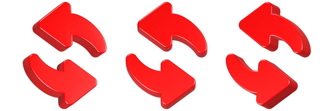 refresh icon 3d render red color