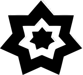 Modern abstract star logo icon in clean black monochrome style. Minimal geometric vector design with layered symmetrical star shape. Ideal for branding, corporate identity, app icon, UI design, print.