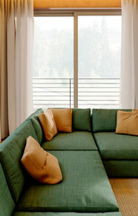 Naklejka premium Large luxury modern bright interiors Living room mockup illustration 3D rendering image