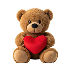 Fototapeta premium Teddy bear holding heart, isolated on transparent background isolated on transparent background