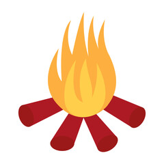 Fire and firewood flat vector illustration