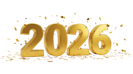 Golden 2026 New Year Celebration on White Background