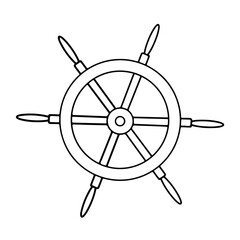 Hand drawn ship's wheel vector sketch