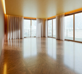 Naklejka premium Large luxury modern bright interiors Living room mockup illustration 3D rendering image