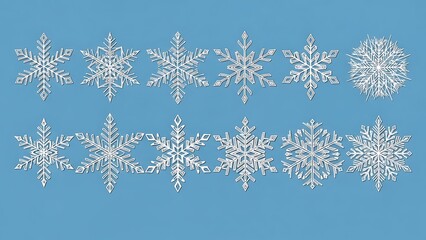 Abstract snowflakes on blue background
