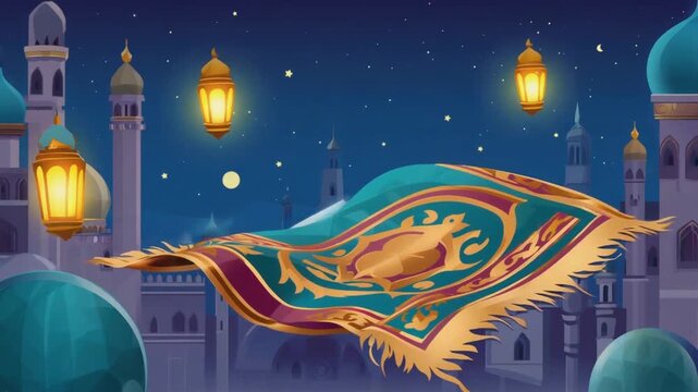 Flying magic carpet in Arabia.