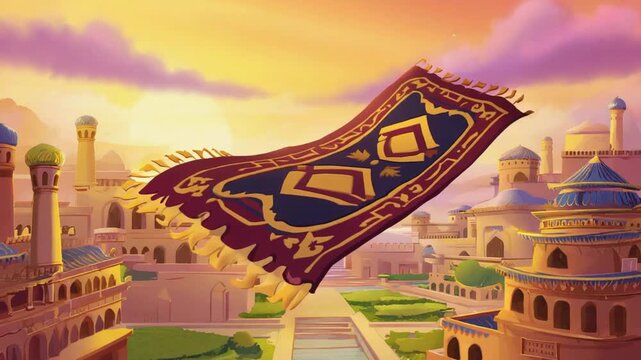 Flying magic carpet in Arabia.