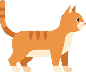 Flat vector illustration of a cat isolated on white background