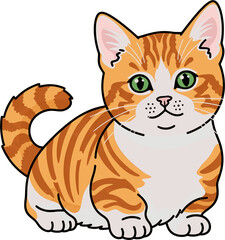 Flat vector illustration of a cat isolated on white background