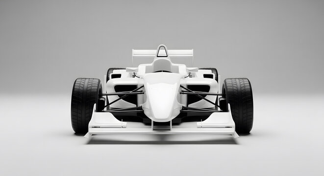 Generic Open Wheel Racing Car Front View Studio Shot White Backg