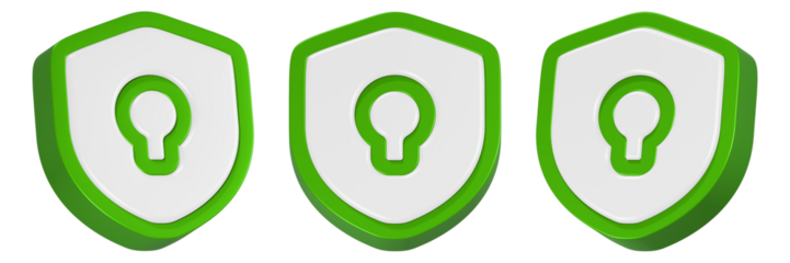 lock shield icon 3d render green color