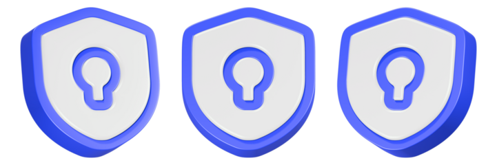 lock shield icon 3d render blue color