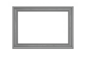 Rectangular gray wooden frame border design element with textured silver finish on transparent background