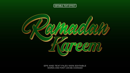 Ramadan Kareem green style 3D text effect editable
