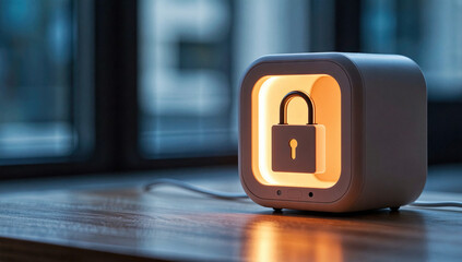 Modern Padlock Icon on Smart Home Security Device