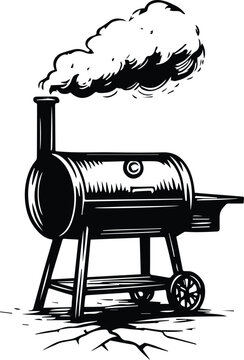 BBQ Smoker Grill Design - Barbecue Grill Silhouette - Smoker Grill Vector Art - BBQ Pit Design - Outdoor Cooking Grill design
