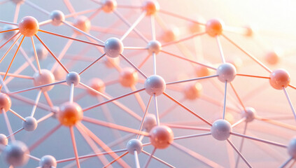 3D Network of Interconnected Spheres with Warm Gradient Background