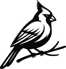 Obraz premium Simple Cardinal Bird Design - Cardinal Silhouette - Sparrow Bird, Sparrow Silhouette Design - Backyard Bird Simple design