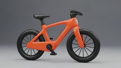 Fototapeta premium Minimalist Orange Kids Balance Bike with Black Wheels 3D Render for Toddler Outdoor Fun