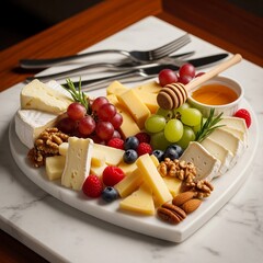 Heart-Shaped Cheese Platter Gourmet Style