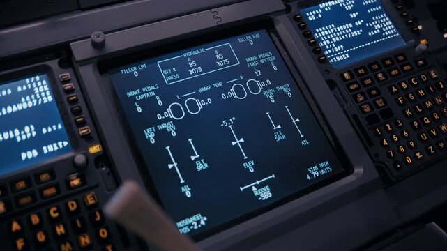 Modern Flight Deck Dashboard with Active Avionics Screens