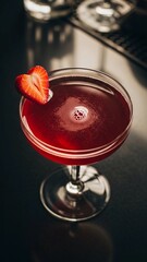 Heart-Shaped Strawberry Cocktail Garnish Luxury Bar