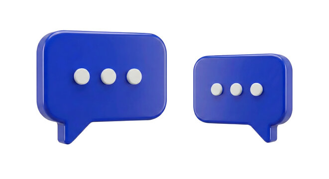  Blue 3D Chat Message Icons Isolated on Transparent Background PNG