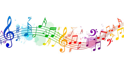 ia generated. Artistic design with swirling musical notes on white background, perfect for music, creativity, or editorial design themes.	