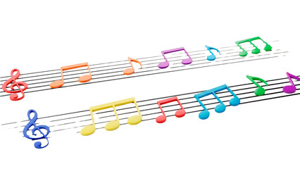 ia generated. Artistic design with swirling musical notes on white background, perfect for music, creativity, or editorial design themes.	