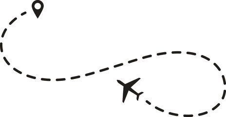airplane route. Romantic travel, heart dashed line trace and plane routes isolated vector illustration © crea8ive