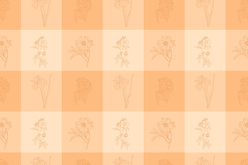 Seamless botanical pattern with hand drawn flowers, swatch available in swatches panel, vintage checkered floral design