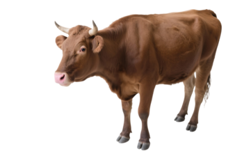 A brown cow standing. Farm animal for agricultural and livestock concepts.