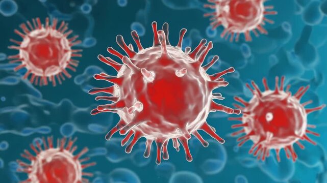 Virus cells multiplying rapidly in a petri dish environment