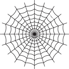 Fototapeta premium Intricate black and white spider web pattern with geometric shapes and radial symmetry also transparent background