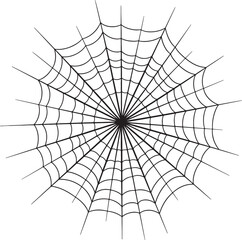 Fototapeta premium Intricate black and white spider web with radiating lines and geometric patterns also transparent background