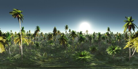 HDRI, environment map , Round panorama, spherical panorama, equidistant projection, panorama 360, Forest and swamp, 3d rendering