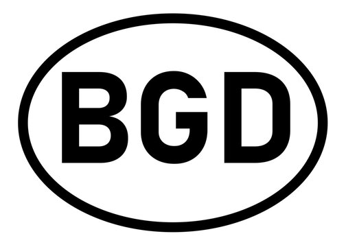 Bangladesh country code BGD icon vector on a white background
Country code abbreviation oval sticker icon on a white background