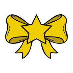 Dibujo sencillo con líneas de estrella con lazo de cinta de regalo © teracreonte