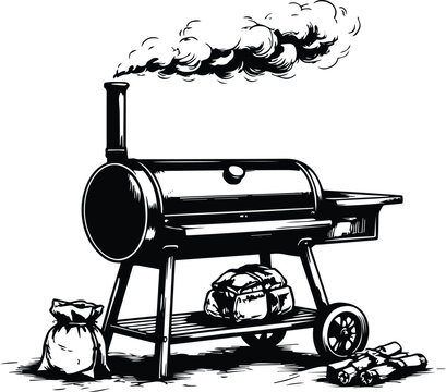 BBQ Smoker Grill Design - Barbecue Grill Silhouette - Smoker Grill Vector Art - BBQ Pit Design - Outdoor Cooking Grill design