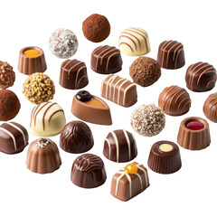 Assorted chocolates isolated on transparent background isolated on transparent background