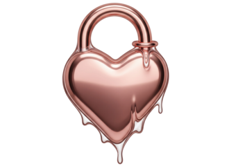 Even protected love can slowly break:Melting Heart Lock Symbolizing Fragile Love Emotional Breakdown Vulnerability Loss Trust And Slowly Fading Protection